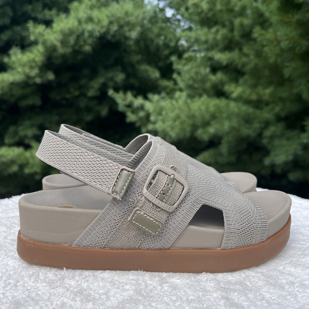 Revitalign Remi Wedge Sandal Tan Womens 8.5 Orthotic Adjustable Knit Platform